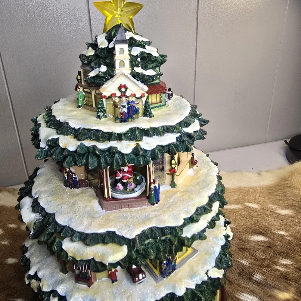 Thomas Kincade City Sidewalks Christmas Tree 2008 Illuminated Music Silver Bells